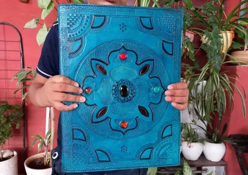 Handmade leather journal - handmade, seven