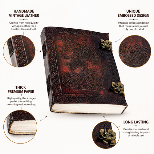 Leather diary 6x8 handmade - leather,
